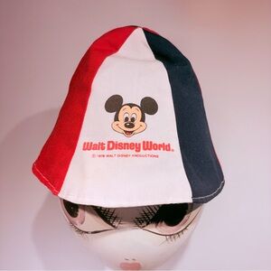 VINTAGE 1978 WALT DISNEY Six Panel Hat in Red White & Blue - Fits a Child